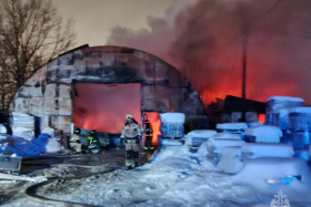 Крупный пожар в производственном здании ликвидирован в Кургане
