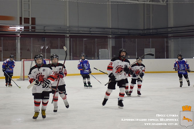 На корте ледовой арены проходит хоккейный турнир среди детских команд