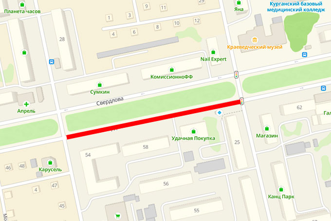 Ограничено движение автотранспорта на части улицы Свердлова в Шадринске